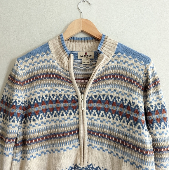 Woolrich | Fair Isle Zipper Front Nordic  Sweater - Picture 6 of 11